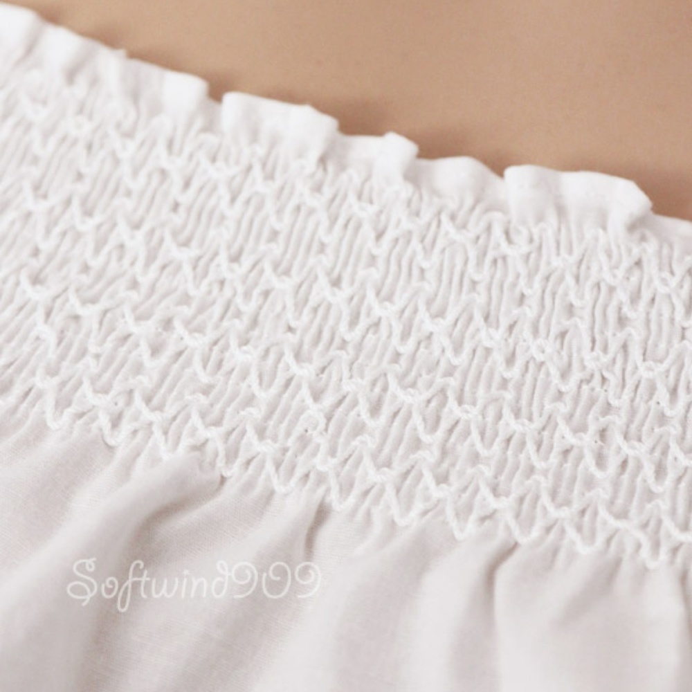 White Floral Embroidered Off Shoulder Cotton Top - Picture 5 of 8